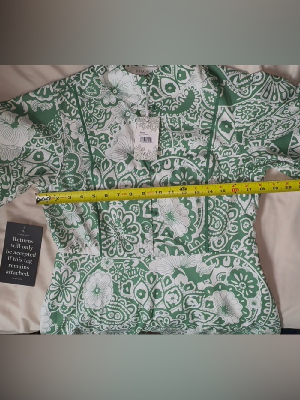 Hyacinth House Green Cuffed Sleeve Sundress with Mandarin Collar. Snall - Picture 8 of 13